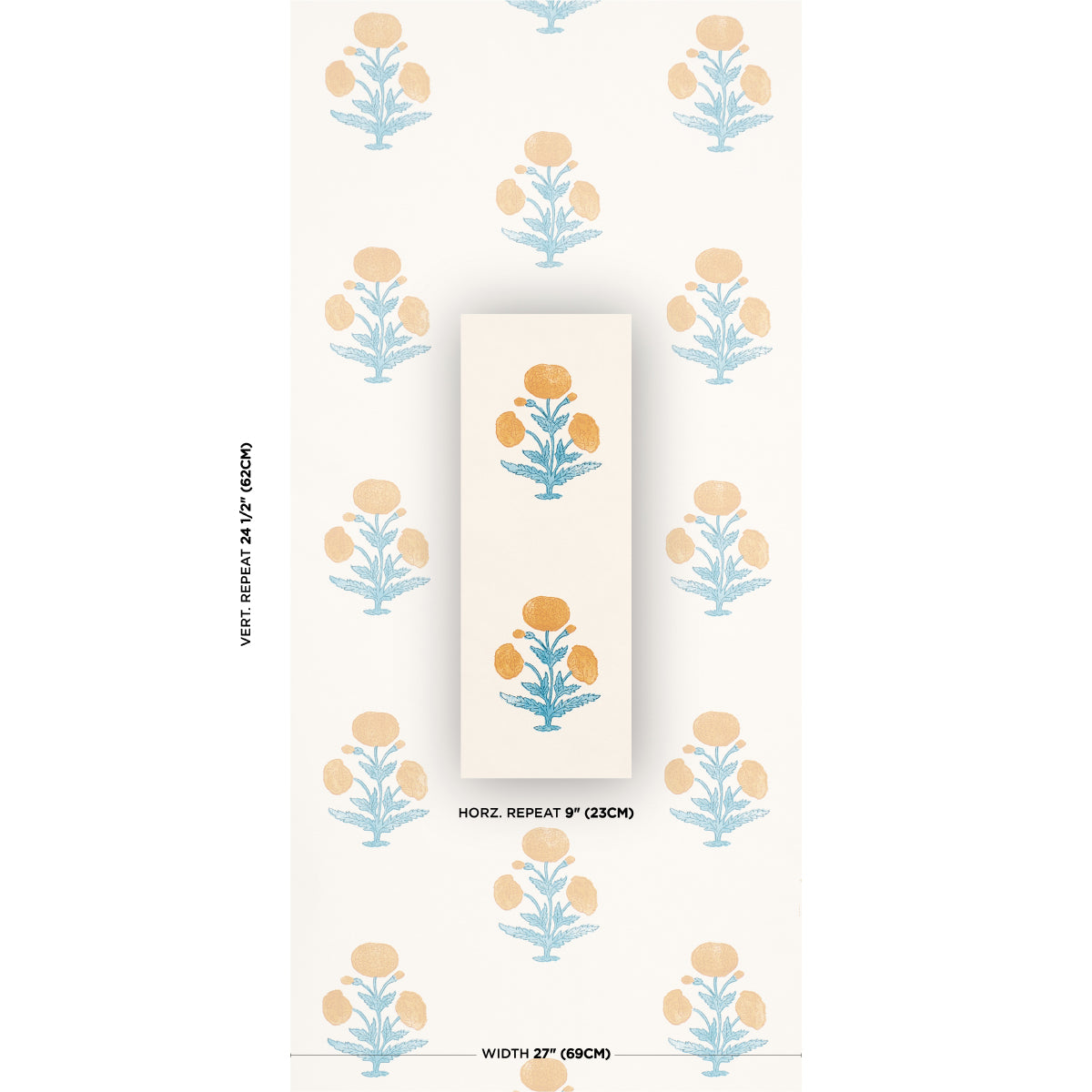 POPPY-PRINT-MUSTARD-SKY-SCHUMACHER-5017981 - Schumacher Wallpaper
