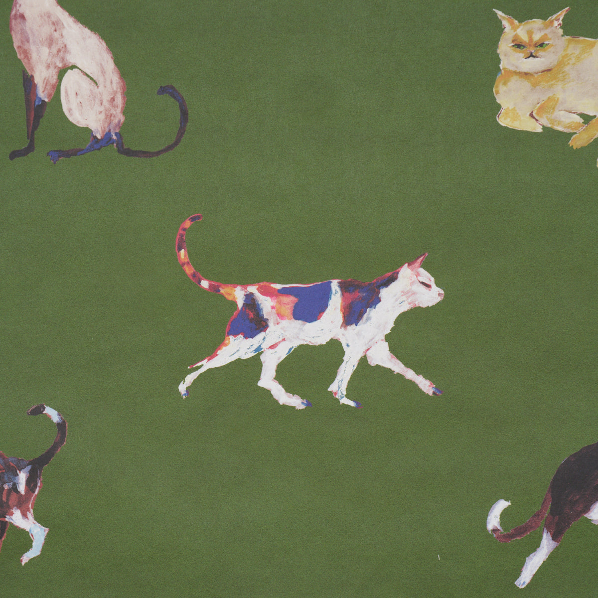 Cats - Green - Schumacher 5018070 Wallpaper - Schumacher Wallpaper