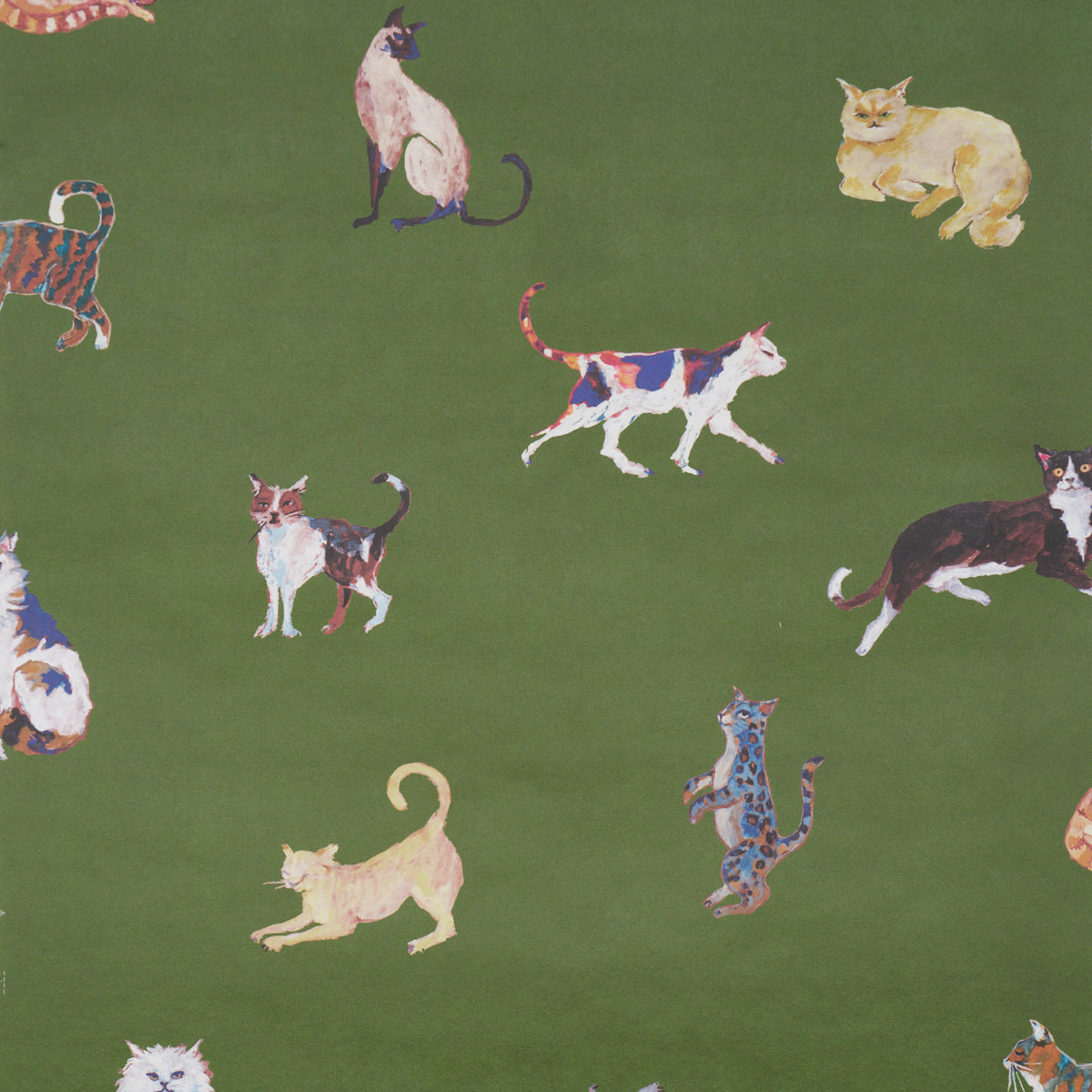 Cats - Green - Schumacher 5018070 Wallpaper - Schumacher Wallpaper