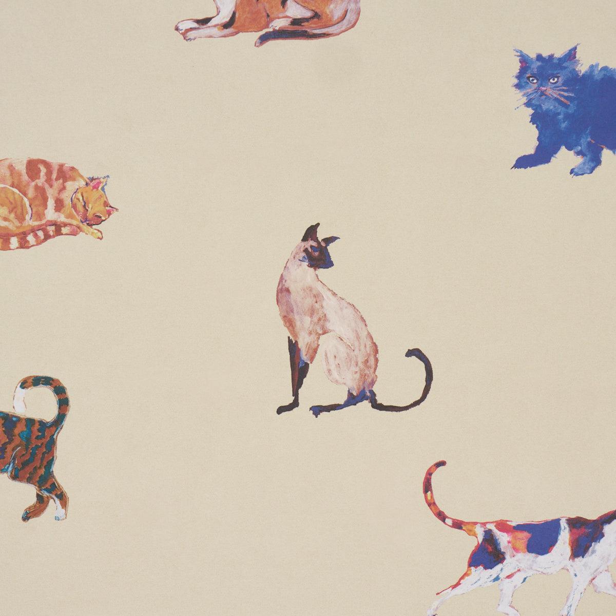 Cats - Cream - Schumacher 5018071 Wallpaper - Schumacher Wallpaper