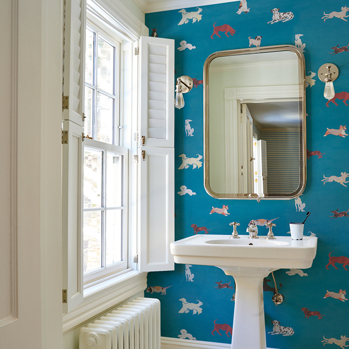 Dogs - Cerulean - Schumacher 5018081 Wallpaper - Schumacher Wallpaper