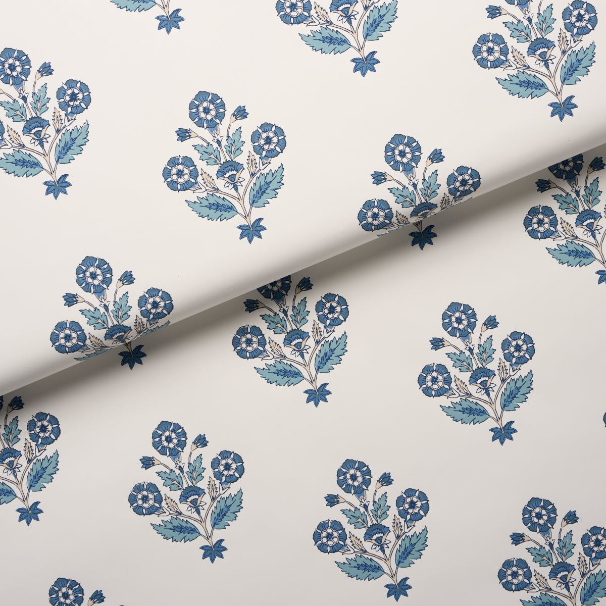 Dalila Hand-Screen Print - Blue - Schumacher 5018090 Wallpaper - Schumacher Wallpaper