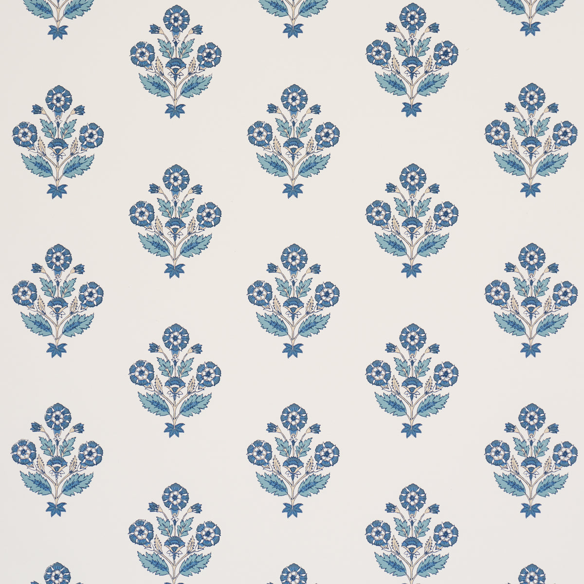 Dalila Hand-Screen Print - Blue - Schumacher 5018090 Wallpaper - Schumacher Wallpaper