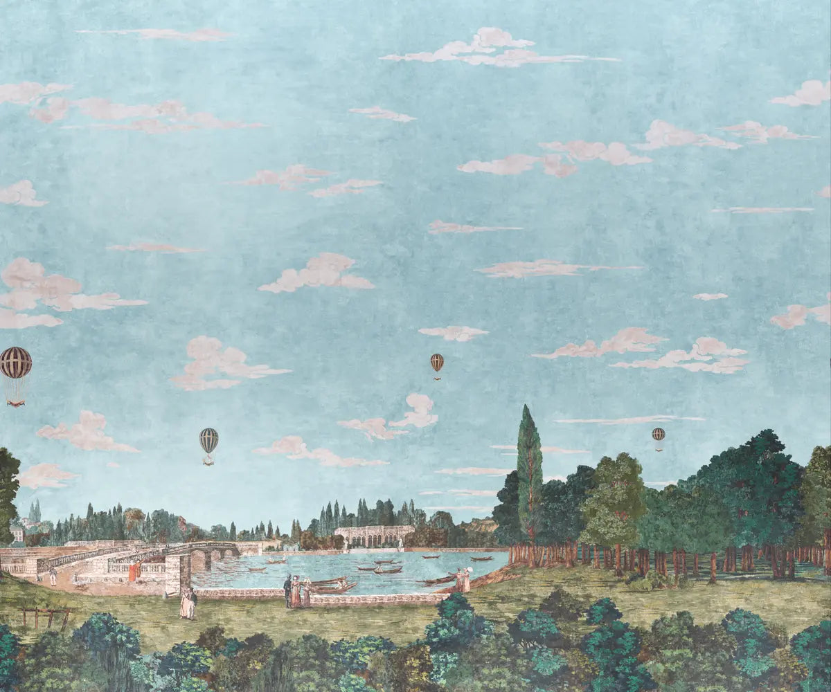 Promenade 4 Panel Set - Document - Schumacher 5018120 Wallcovering