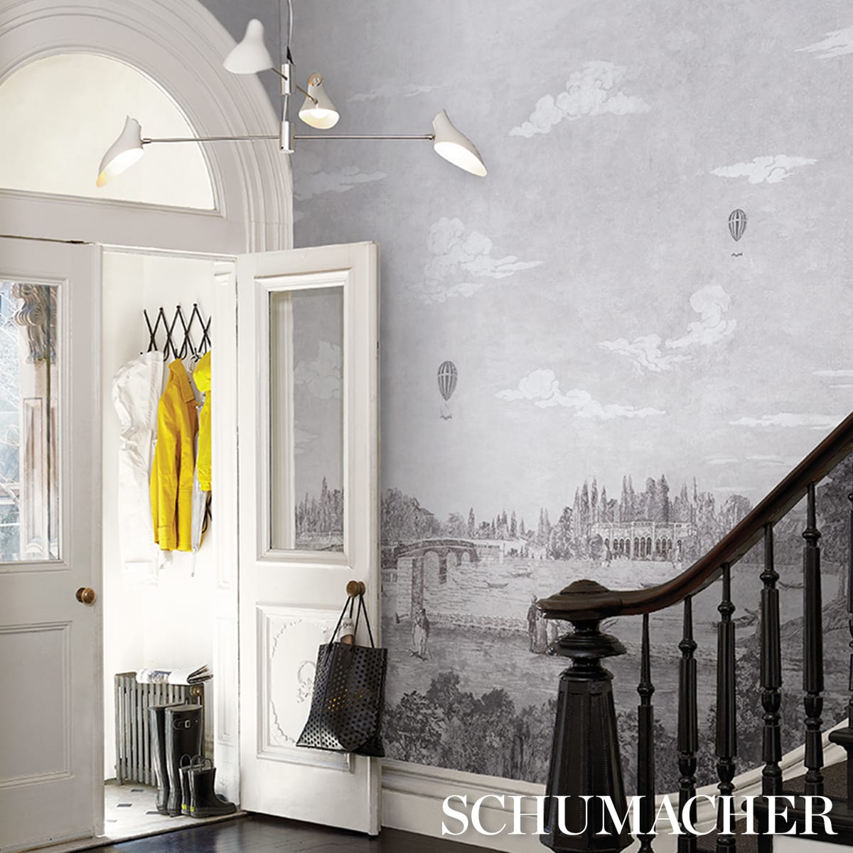 PROMENADE-4-PANEL-SET-GRISAILLE-SCHUMACHER-5018121 - Schumacher Wallpaper