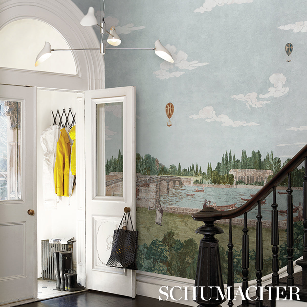 Promenade 4 Panel Set - Sky - Schumacher 5018122 Wallpaper - Schumacher Wallpaper