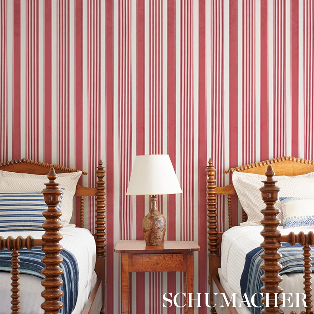 SUMMERVILLE-STRIPE-CURRANT-SCHUMACHER-5018140 - Schumacher Wallpaper