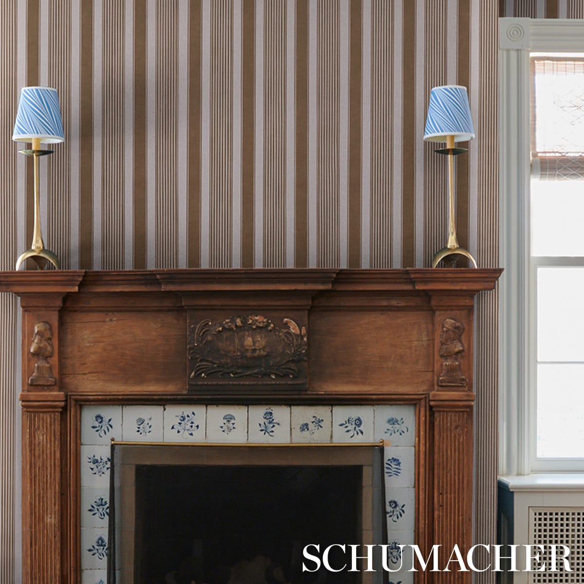 SUMMERVILLE-STRIPE-UMBER-SCHUMACHER-5018142 - Schumacher Wallpaper