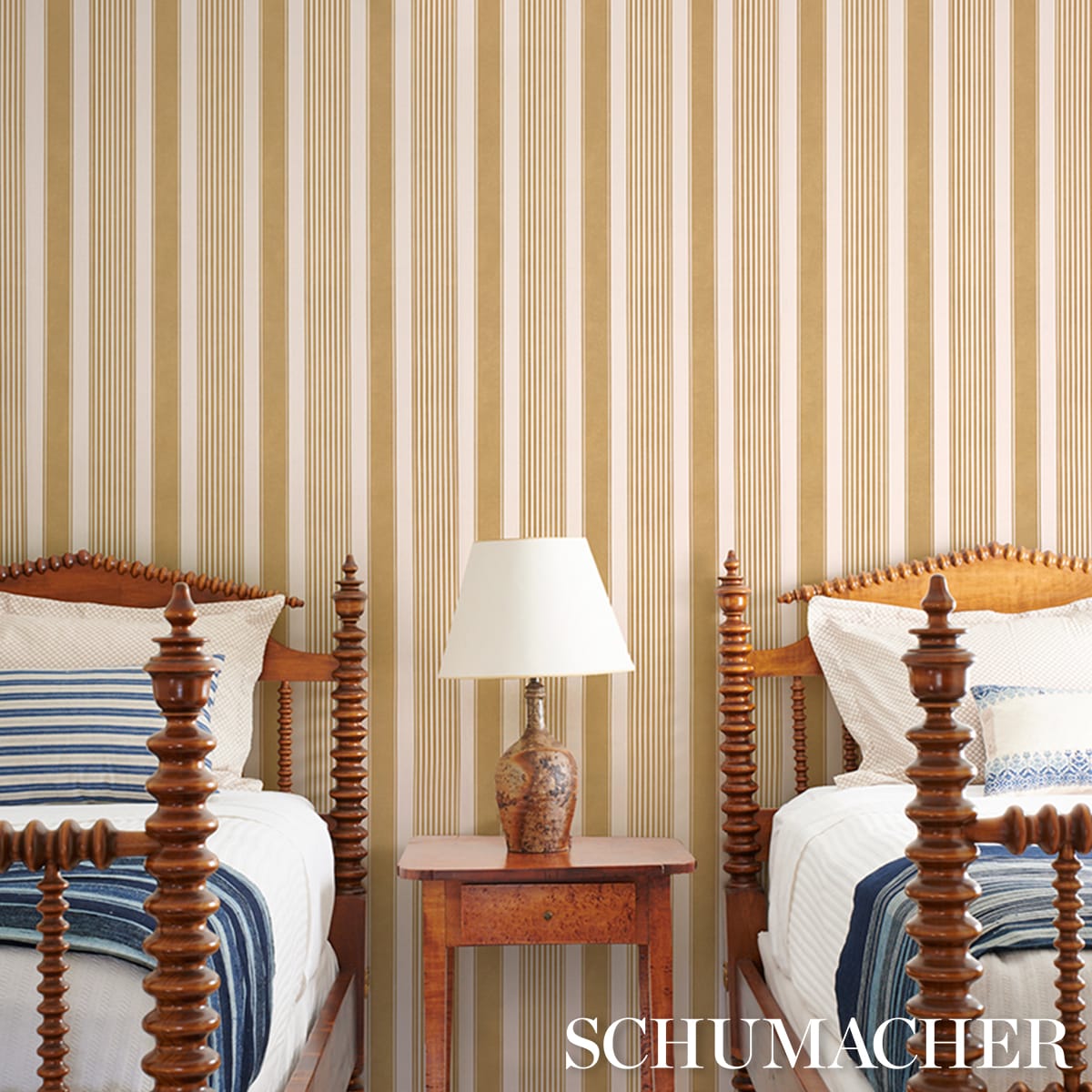 SUMMERVILLE-STRIPE-OCHRE-SCHUMACHER-5018143 - Schumacher Wallpaper