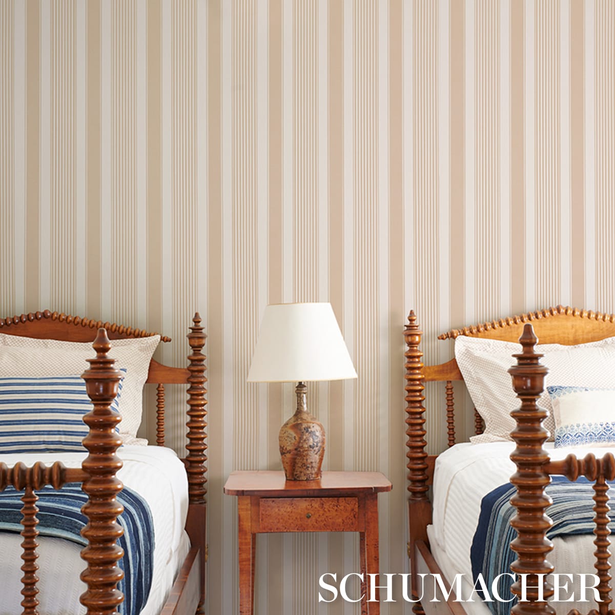 SUMMERVILLE-STRIPE-BIRCH-SCHUMACHER-5018145 - Schumacher Wallpaper