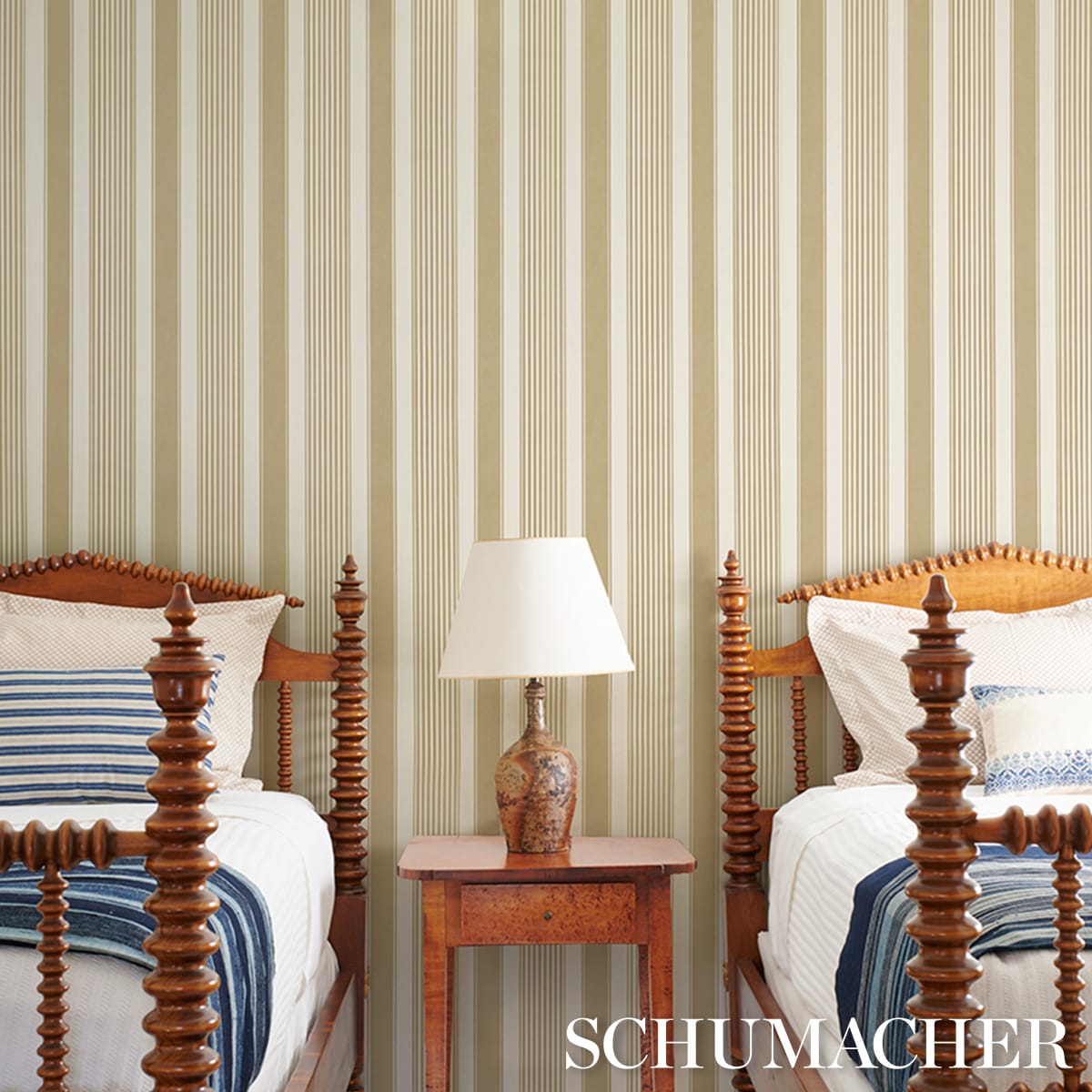 SUMMERVILLE-STRIPE-CELERY-SCHUMACHER-5018146 - Schumacher Wallpaper
