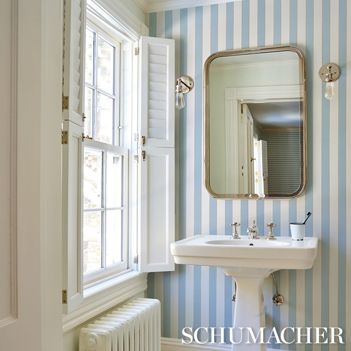 LOUISE-STRIPE-BLUE-SCHUMACHER-5018150 - Schumacher Wallpaper