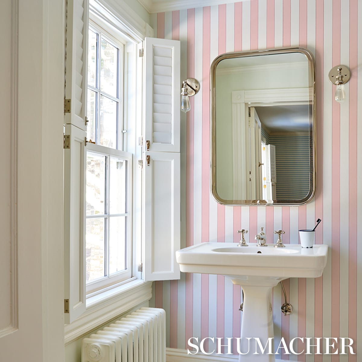LOUISE-STRIPE-ROSE-SCHUMACHER-5018153 - Schumacher Wallpaper
