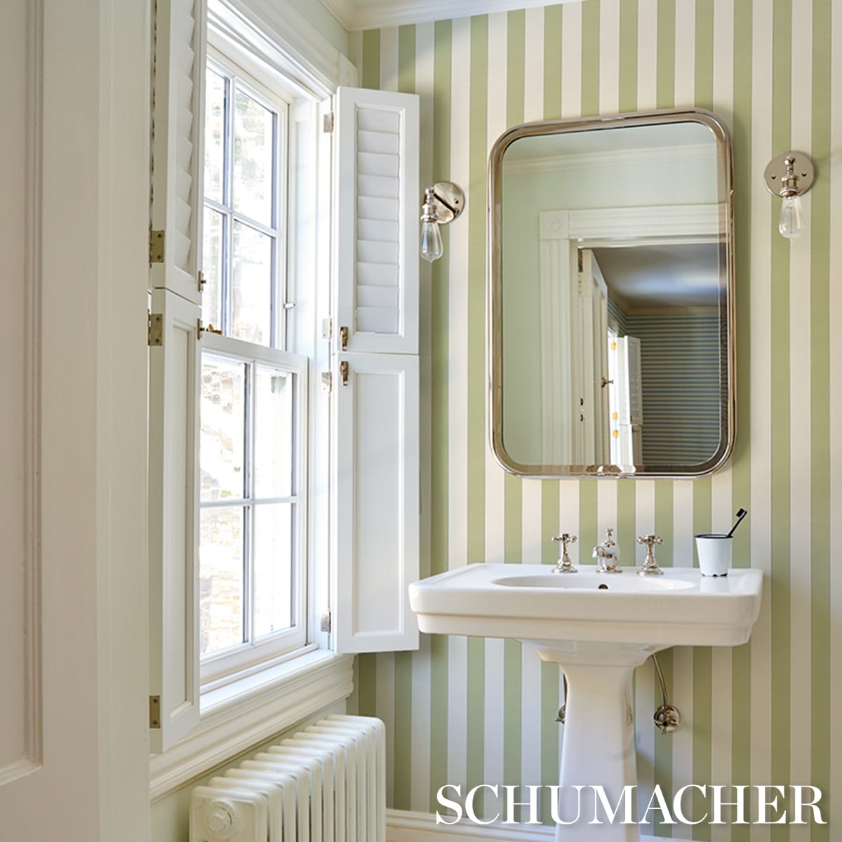 LOUISE-STRIPE-LEAF-SCHUMACHER-5018154 - Schumacher Wallpaper