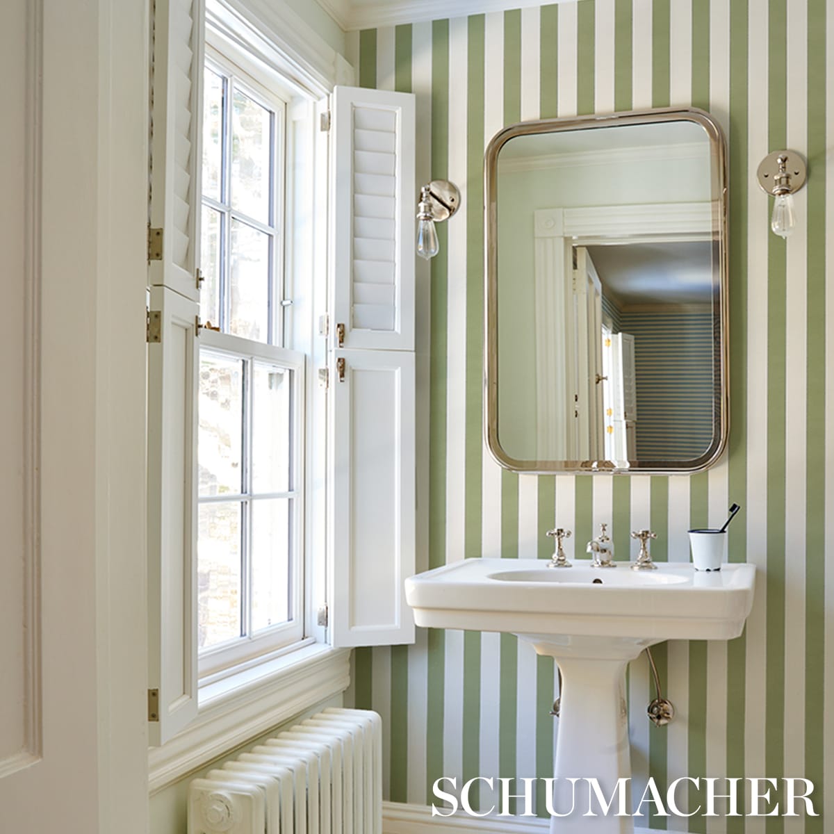 LOUISE-STRIPE-MOSS-SCHUMACHER-5018155 - Schumacher Wallpaper