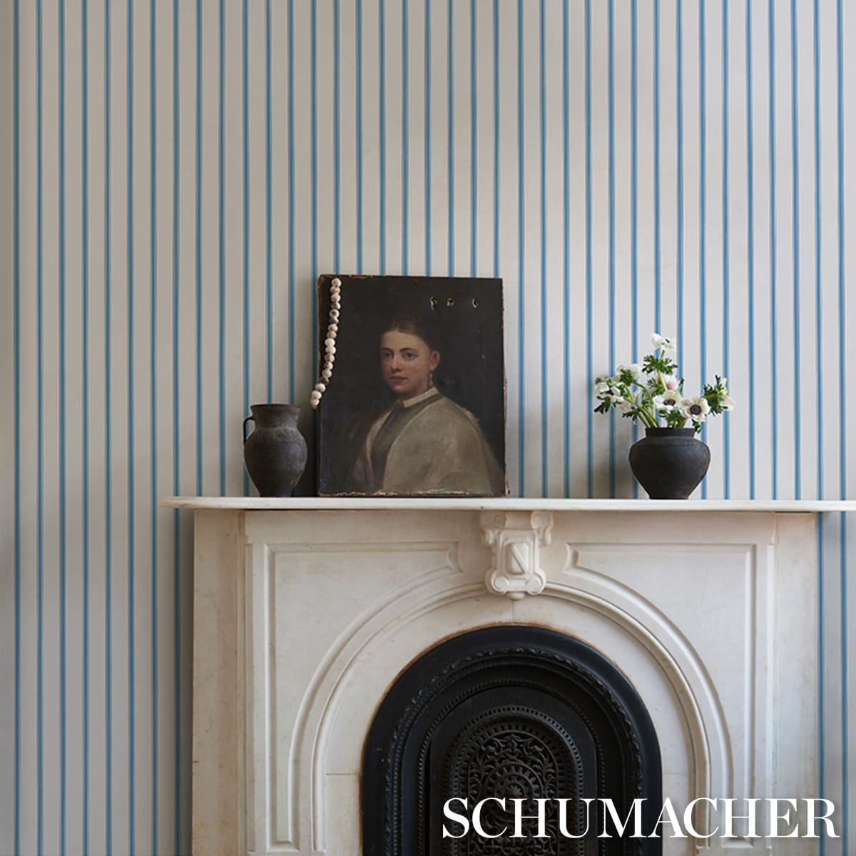 WESTERLY-STRIPE-BLUE-SCHUMACHER-5018162 - Schumacher Wallpaper