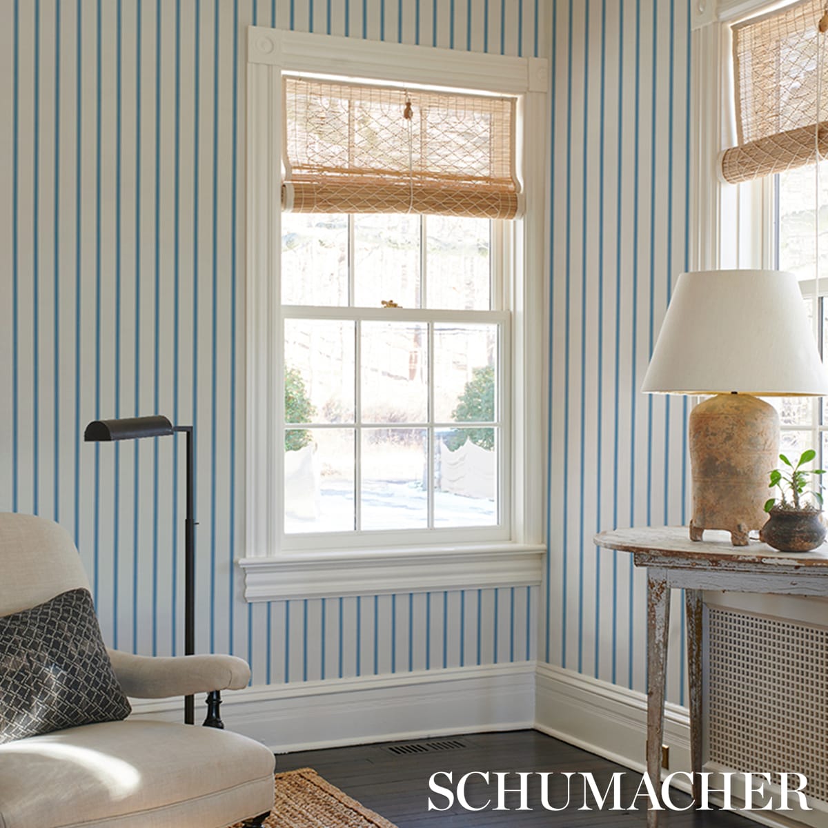 WESTERLY-STRIPE-BLUE-SCHUMACHER-5018162 - Schumacher Wallpaper