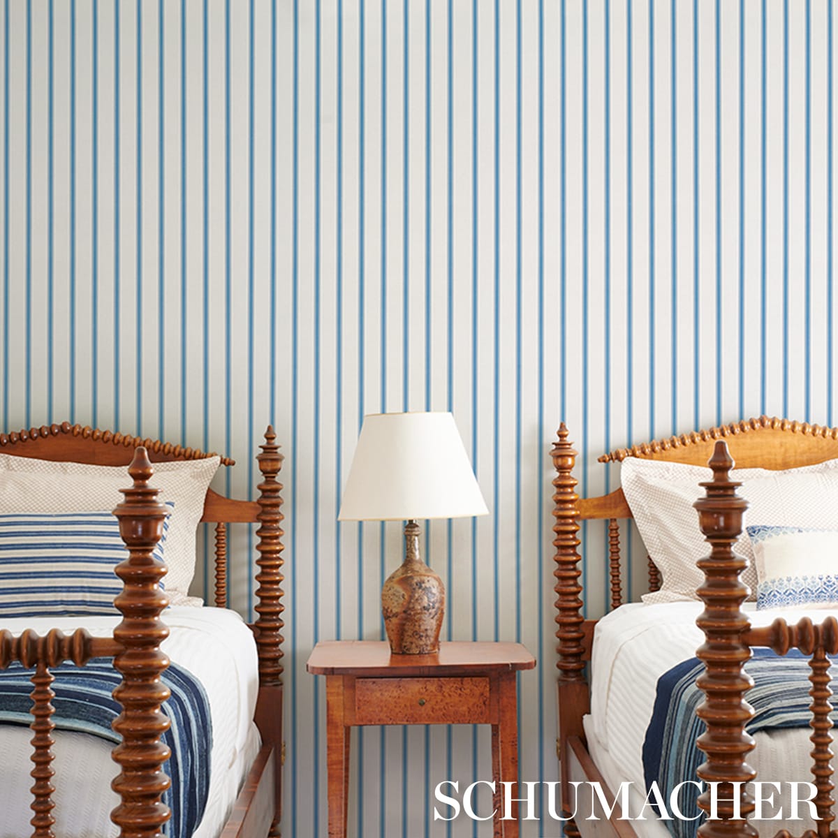 WESTERLY-STRIPE-BLUE-SCHUMACHER-5018162 - Schumacher Wallpaper