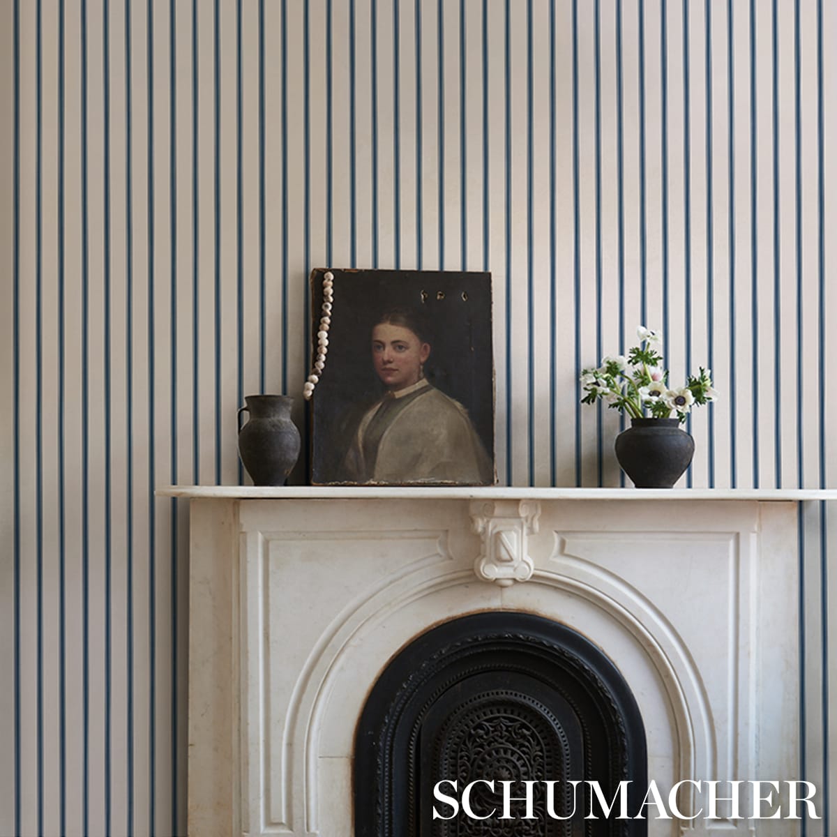 WESTERLY-STRIPE-NAVY-SCHUMACHER-5018163 - Schumacher Wallpaper