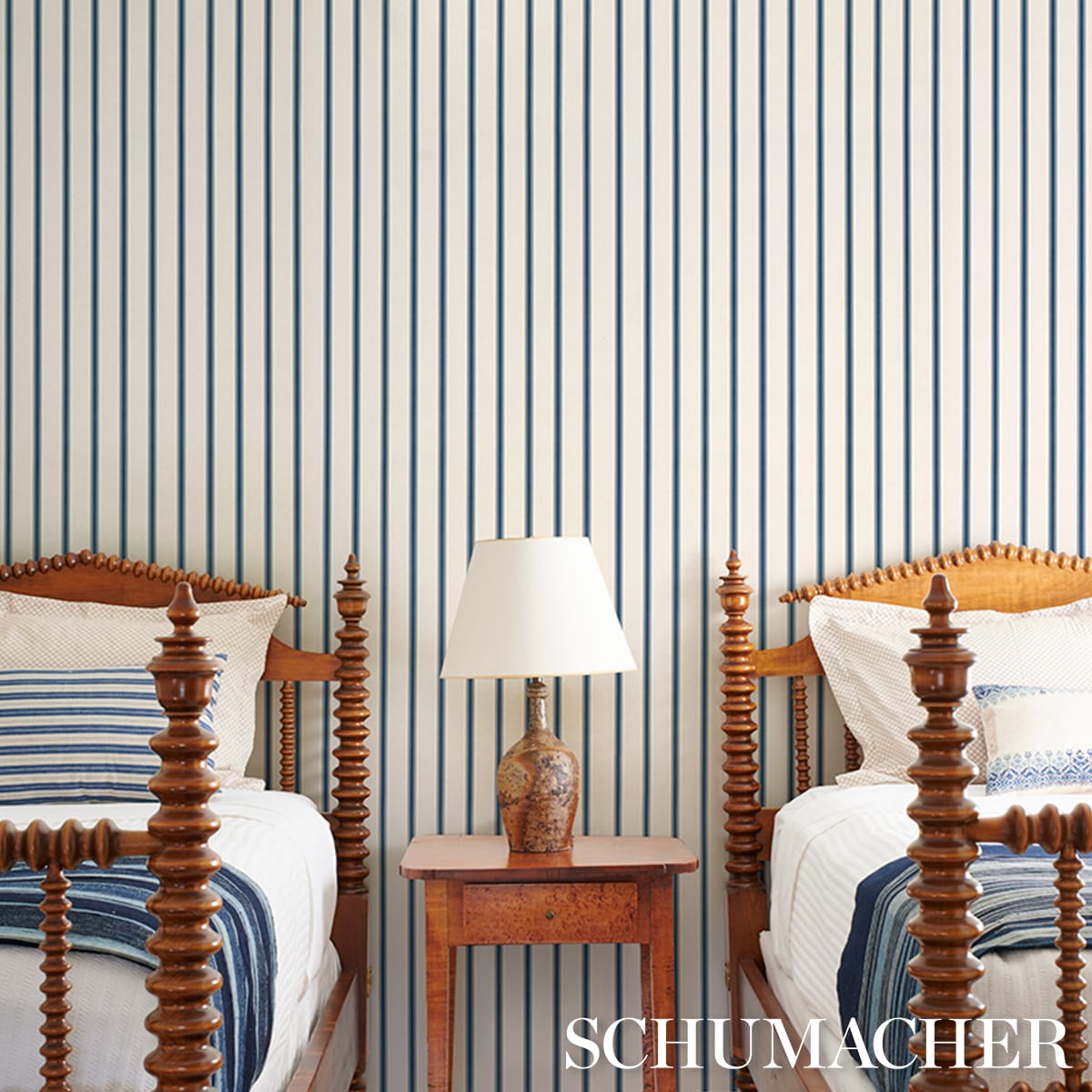 WESTERLY-STRIPE-NAVY-SCHUMACHER-5018163 - Schumacher Wallpaper