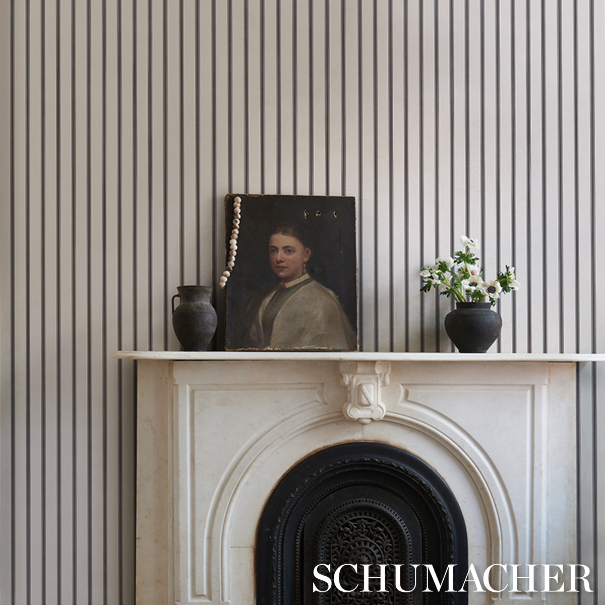 WESTERLY-STRIPE-CHARCOAL-SCHUMACHER-5018166 - Schumacher Wallpaper