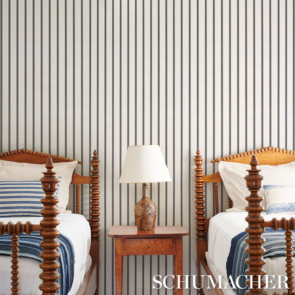 WESTERLY-STRIPE-CHARCOAL-SCHUMACHER-5018166 - Schumacher Wallpaper
