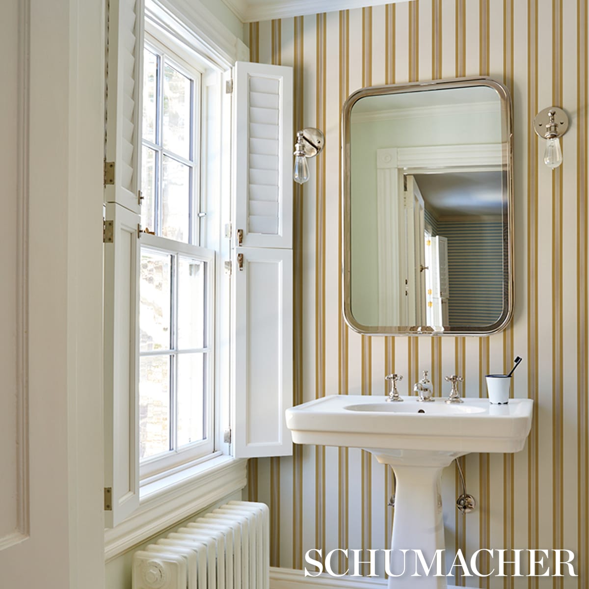 CHATHAM-STRIPE-OCHRE-SCHUMACHER-5018171 - Schumacher Wallpaper