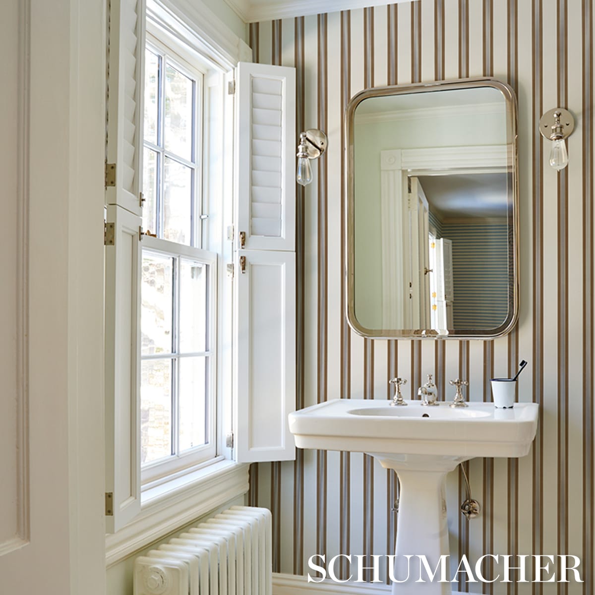 CHATHAM-STRIPE-UMBER-SCHUMACHER-5018174 - Schumacher Wallpaper