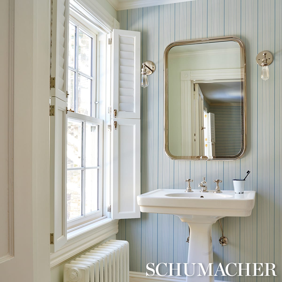 AUDREY-STRIPE-BLUES-SCHUMACHER-5018181 - Schumacher Wallpaper