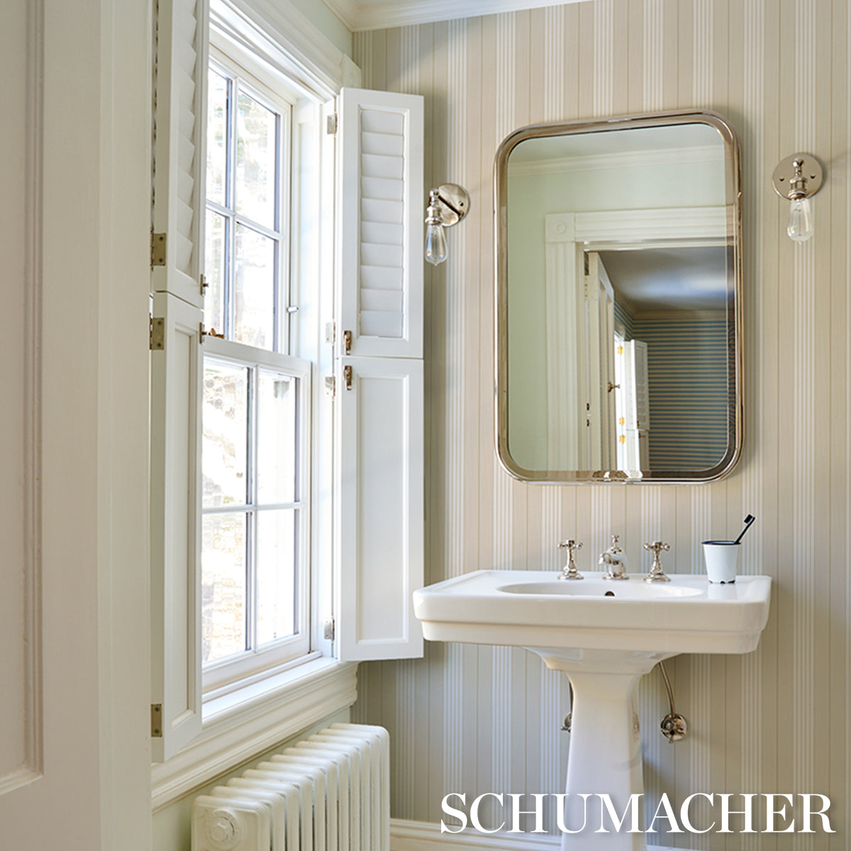 AUDREY-STRIPE-SAND-SCHUMACHER-5018183 - Schumacher Wallpaper