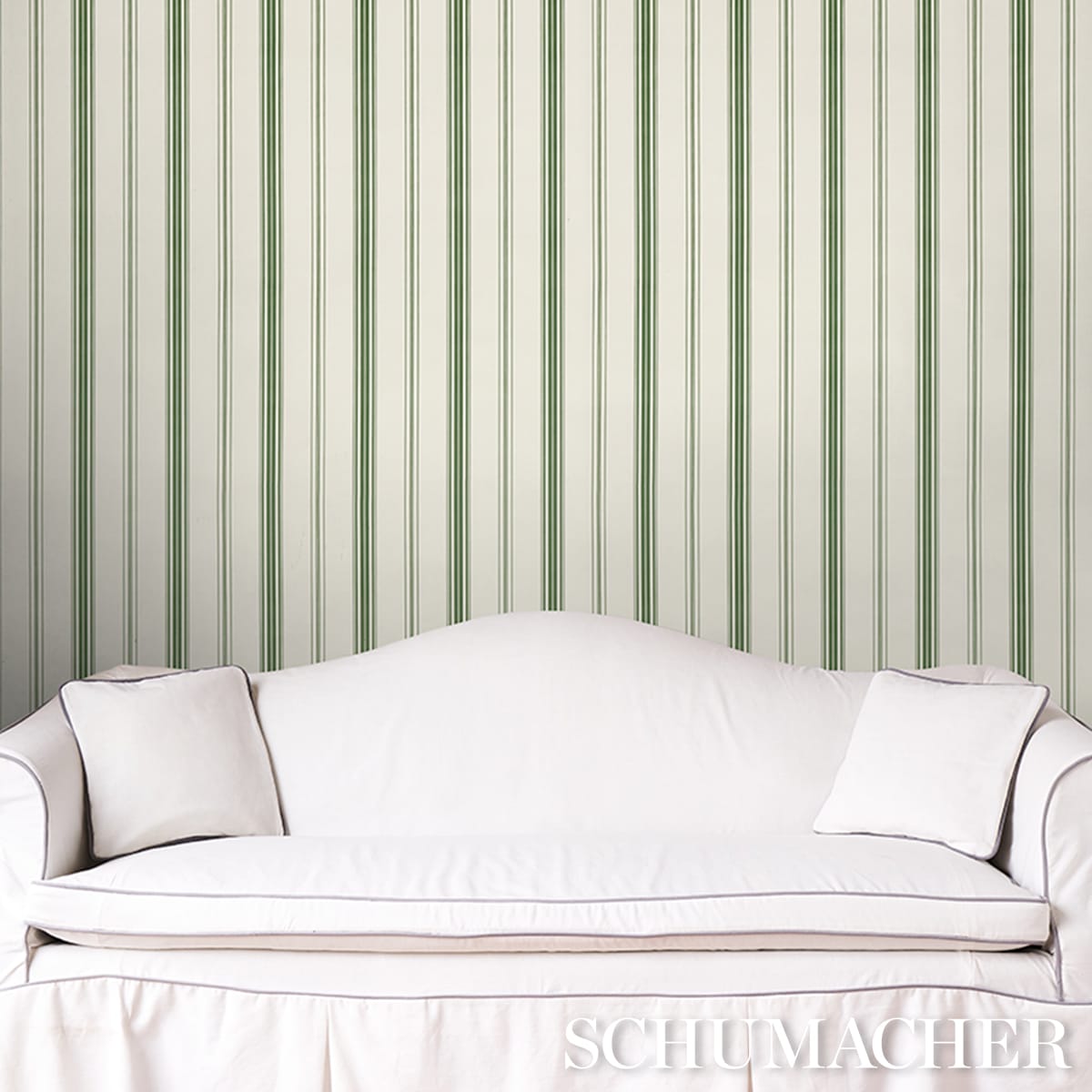COCO-STRIPE-GREEN-SCHUMACHER-5018190 - Schumacher Wallpaper