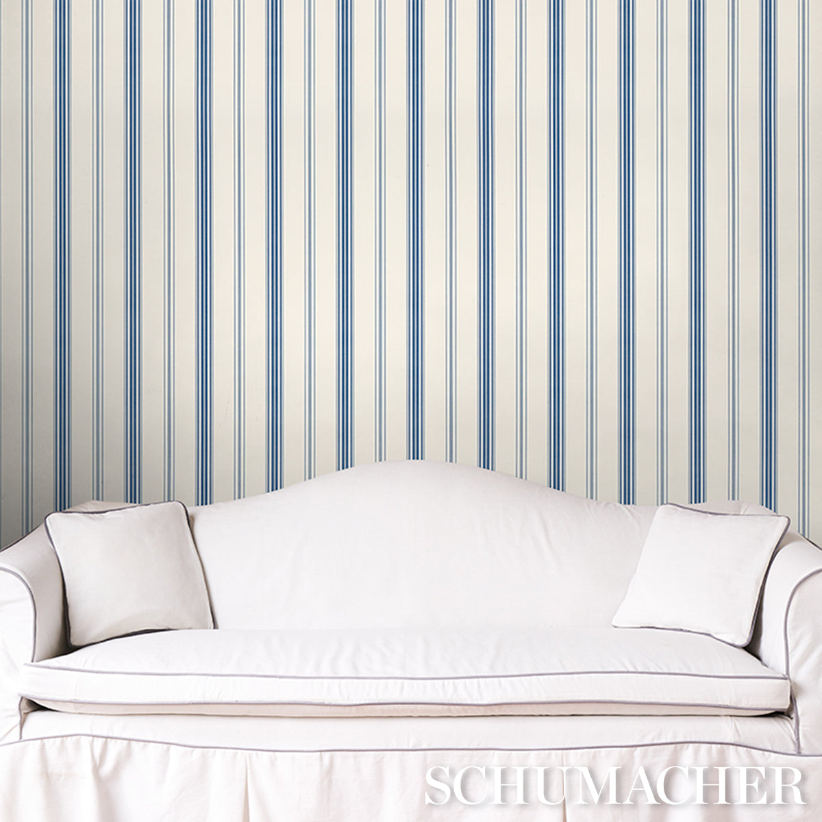 COCO-STRIPE-INDIGO-SCHUMACHER-5018194 - Schumacher Wallpaper