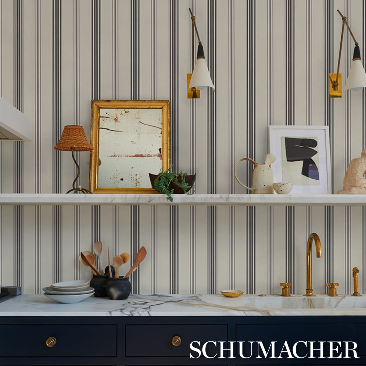 COCO-STRIPE-GRAPHITE-SCHUMACHER-5018195 - Schumacher Wallpaper