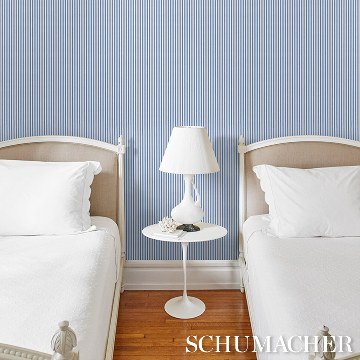 MATHIS-TICKING-STRIPE-DELFT-SCHUMACHER-5018201 - Schumacher Wallpaper