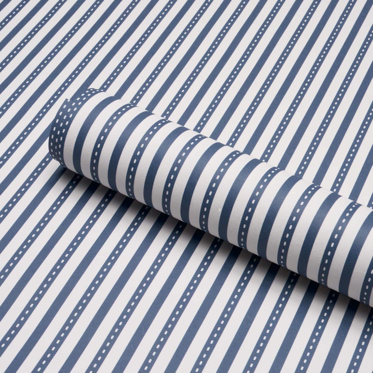 MATHIS-TICKING-STRIPE-INDIGO-SCHUMACHER-5018202 - Schumacher Wallpaper