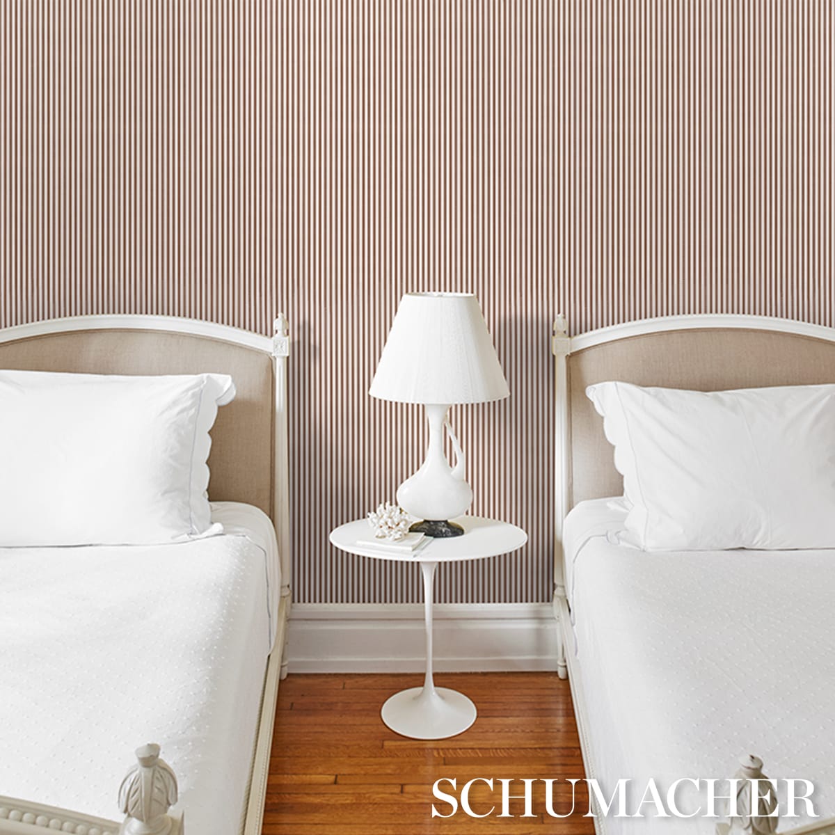 MATHIS-TICKING-STRIPE-UMBER-SCHUMACHER-5018205 - Schumacher Wallpaper