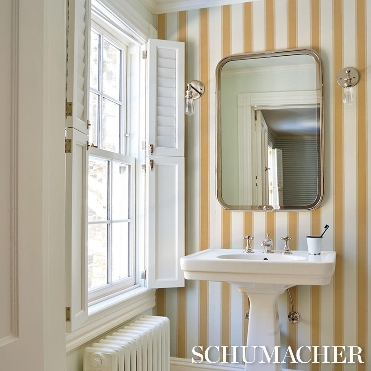 RAFE-STRIPE-MARIGOLD-SCHUMACHER-5018212 - Schumacher Wallpaper