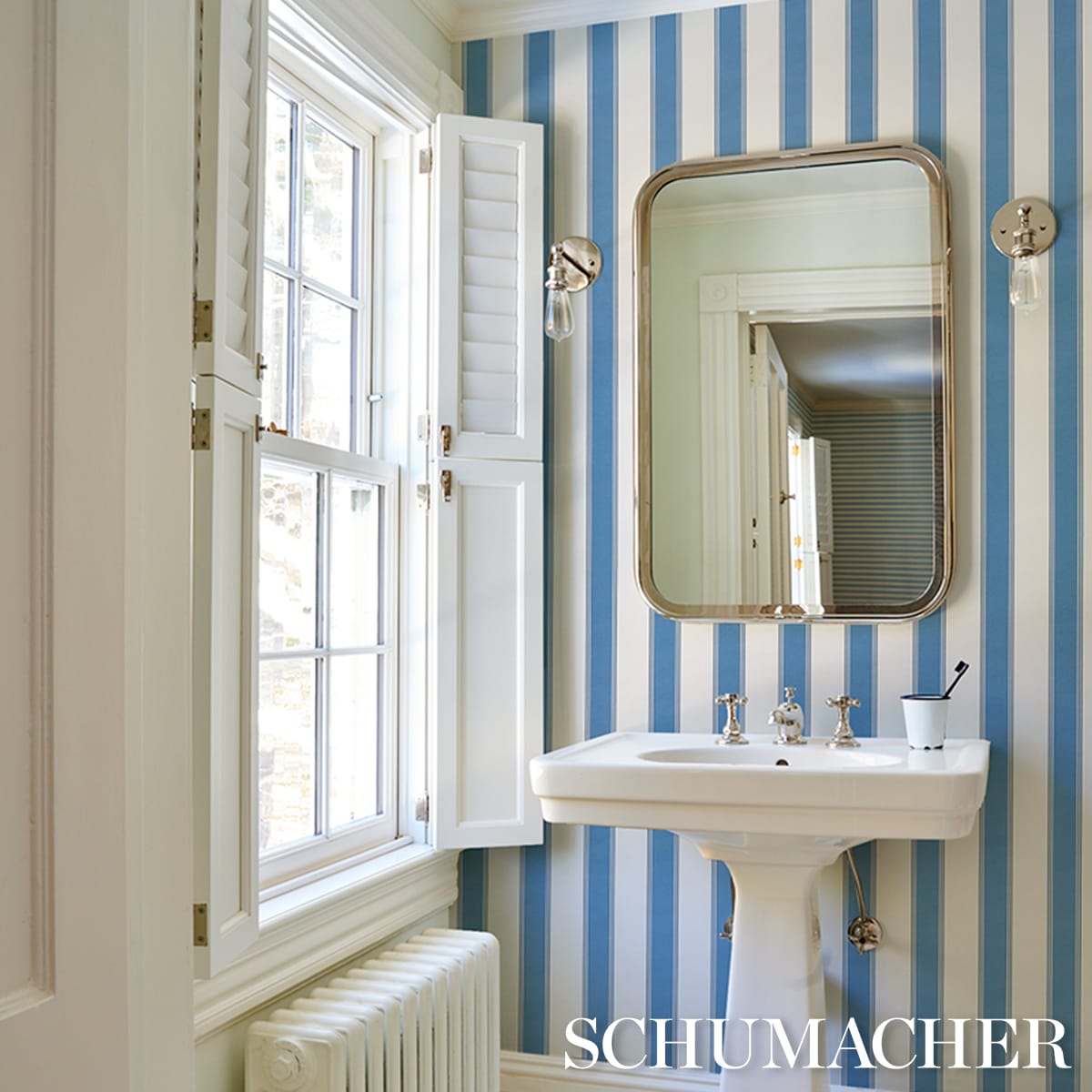 RAFE-STRIPE-AZURE-SCHUMACHER-5018214 - Schumacher Wallpaper