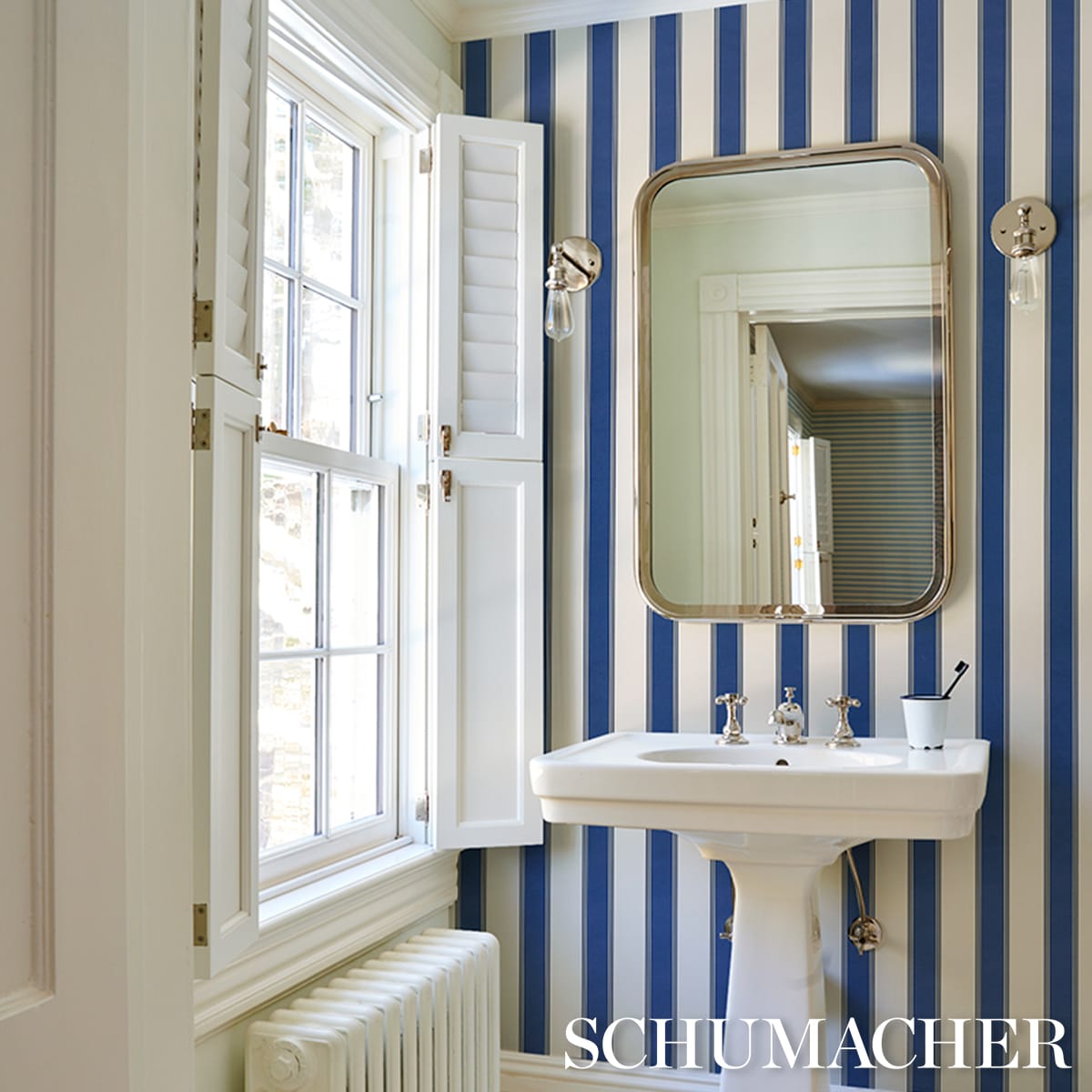 RAFE-STRIPE-INDIGO-SCHUMACHER-5018215 - Schumacher Wallpaper