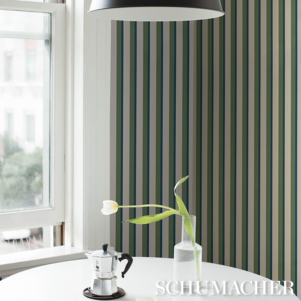 RIGSBY-STRIPE-PEACOCK-SCHUMACHER-5018220 - Schumacher Wallpaper