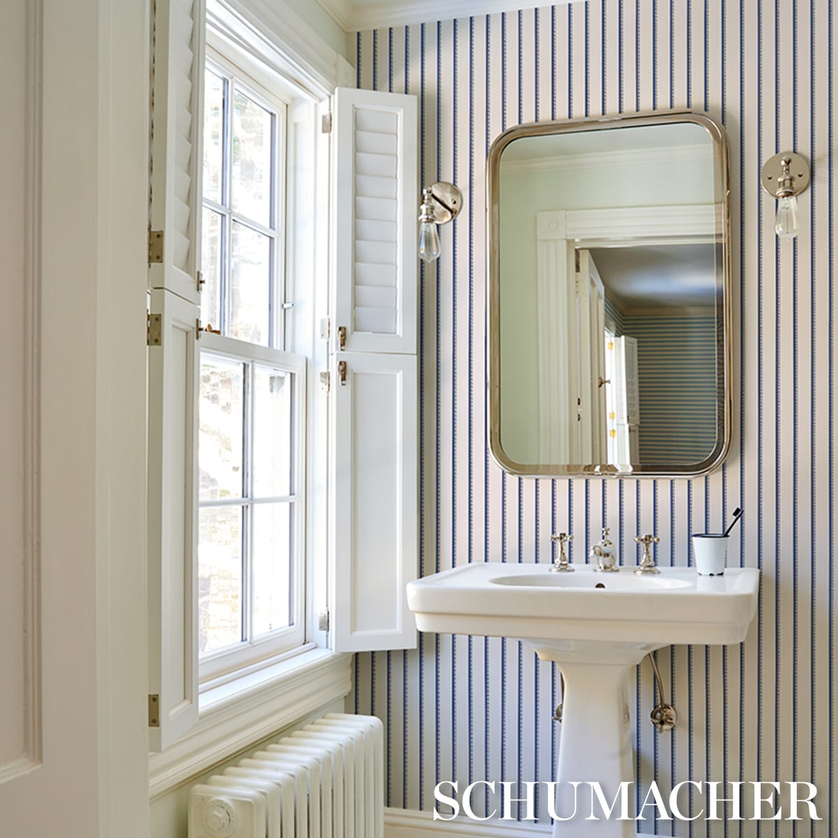 TYLA-STRIPE-INDIGO-SCHUMACHER-5018234 - Schumacher Wallpaper