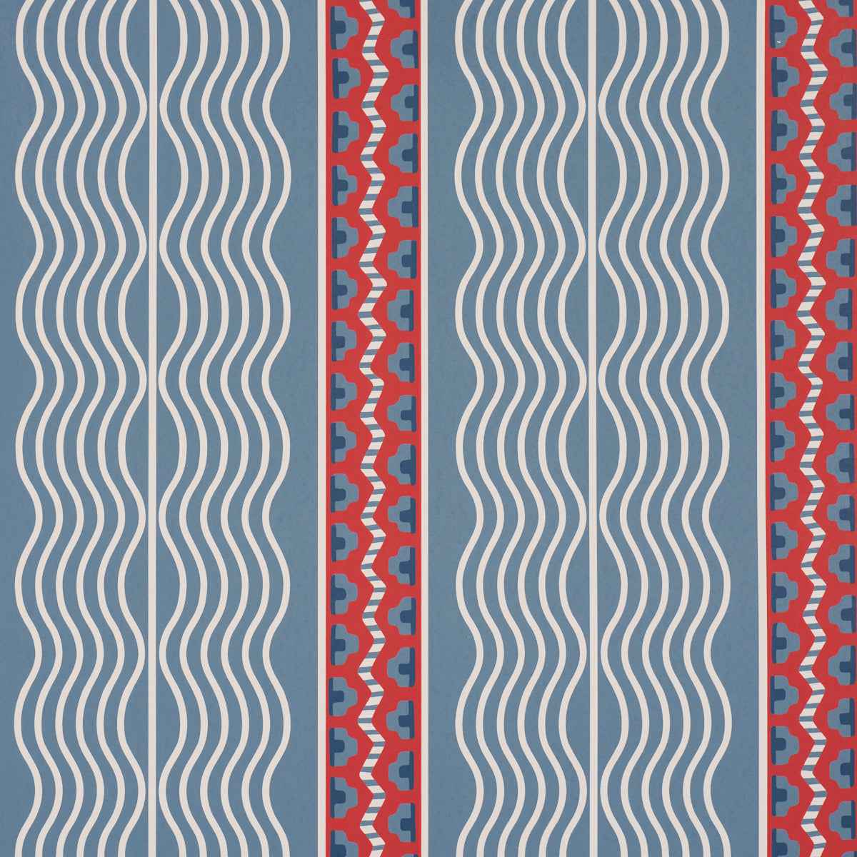 Crème Anglaise - French Red & Blue - Schumacher 5018300 - Schumacher Wallpaper