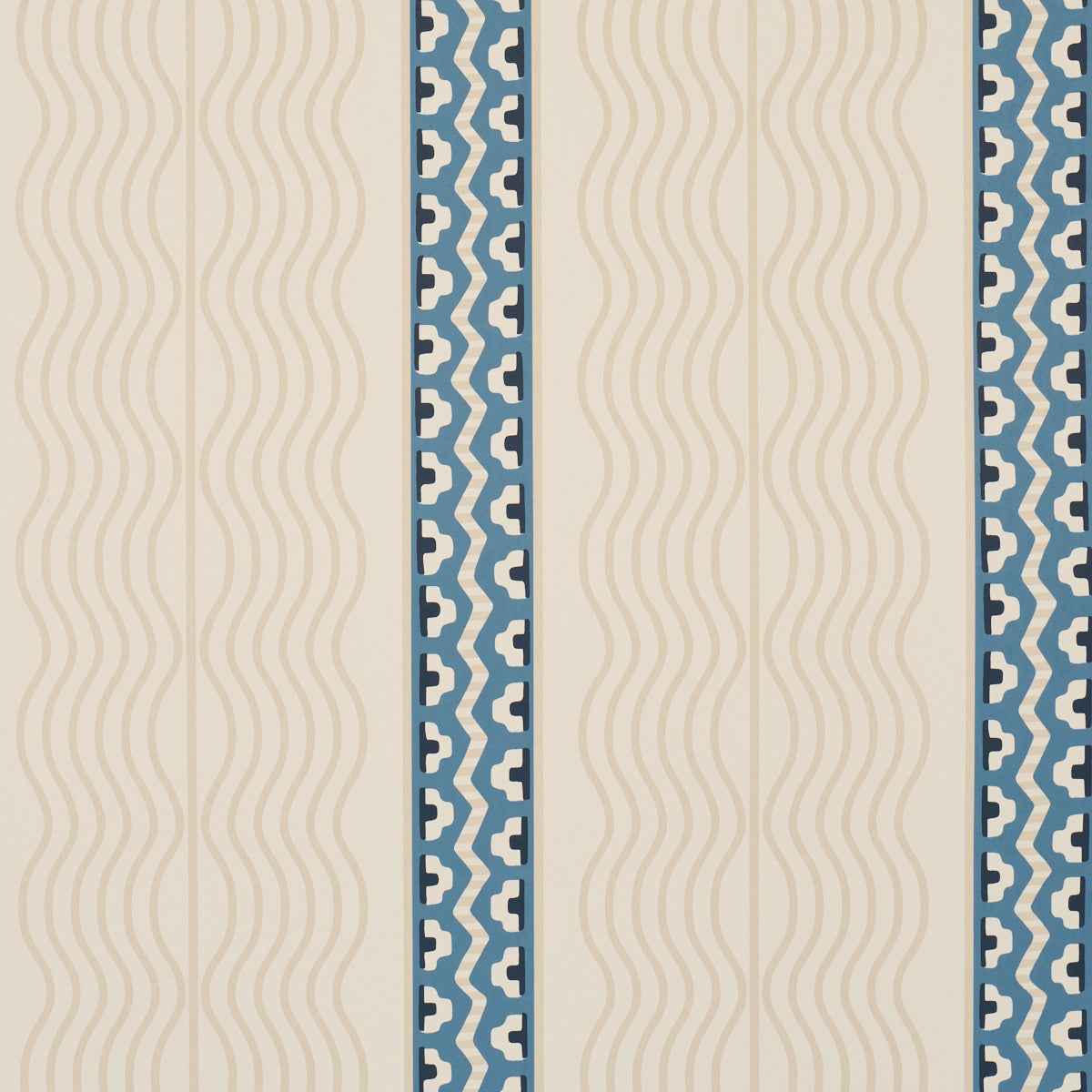 Crème Anglaise - English Cream/Denim Blue - Schumacher 5018302 - Schumacher Wallpaper