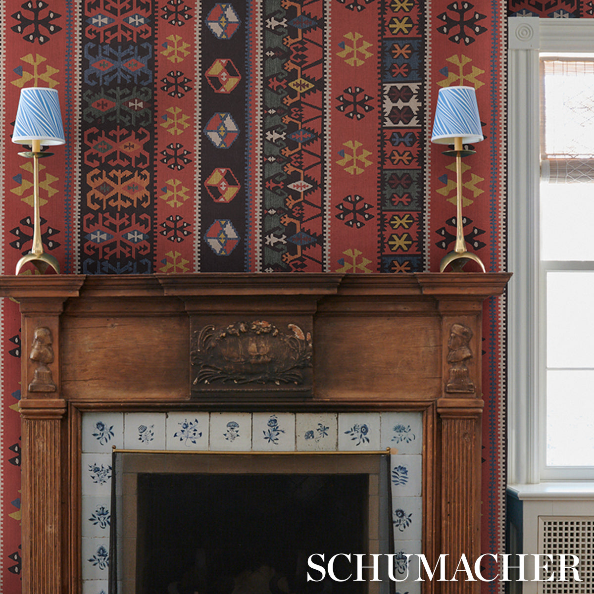 Sahane - Pomegranate Red - Schumacher 5018320 Wallpaper - Schumacher Wallpaper