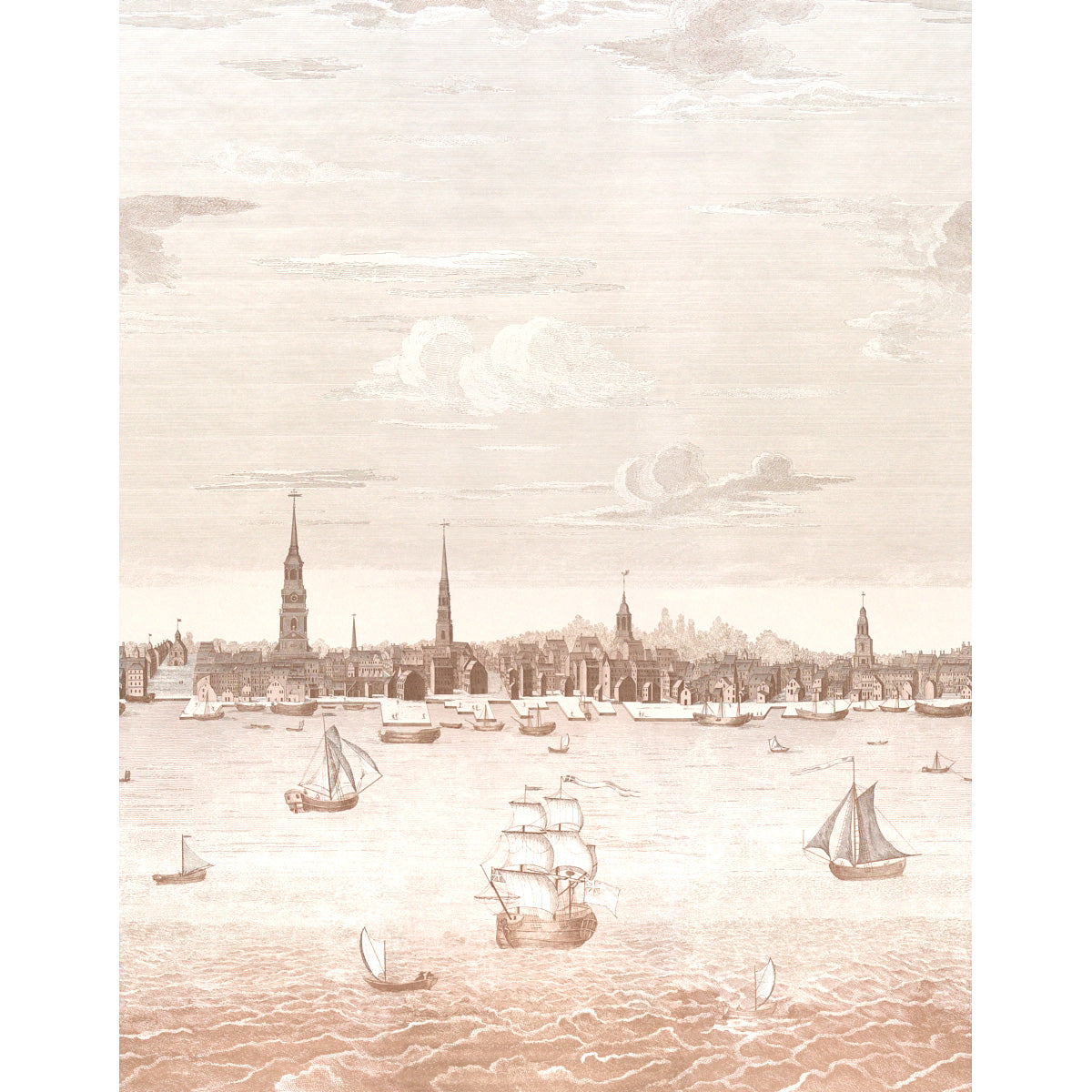 Philadelphia Harbor 3 Panel Set - Sepia - Schumacher 5018391 Wallpaper - Schumacher Wallpaper