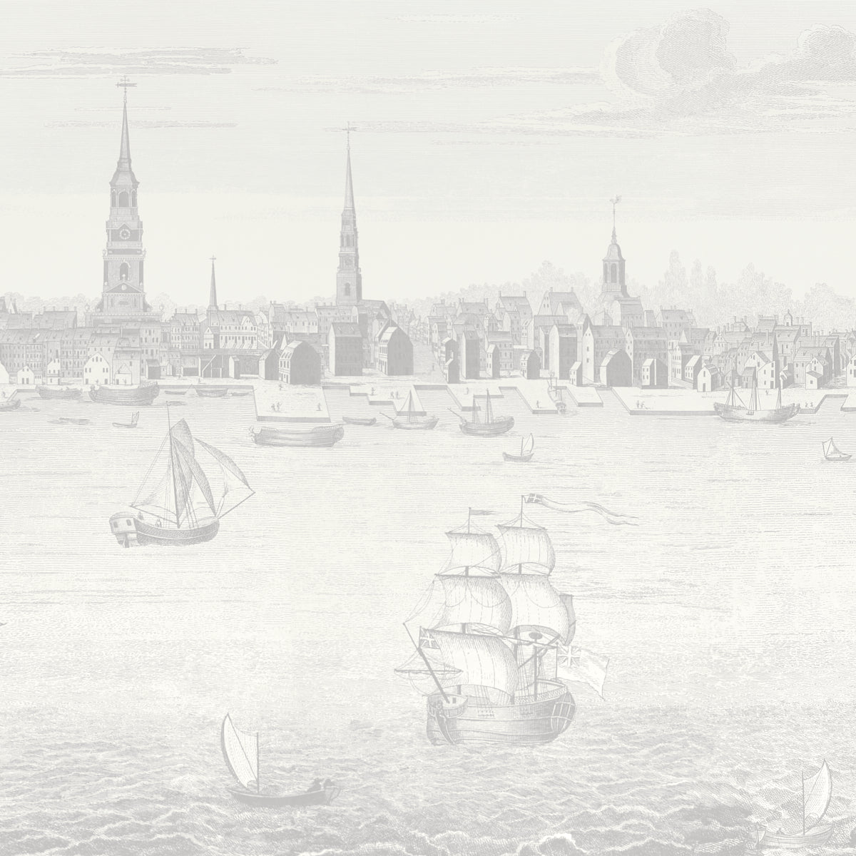 Philadelphia Harbor 3 Panel Set - Grey - Schumacher 5018392 Wallpaper - Schumacher Wallpaper