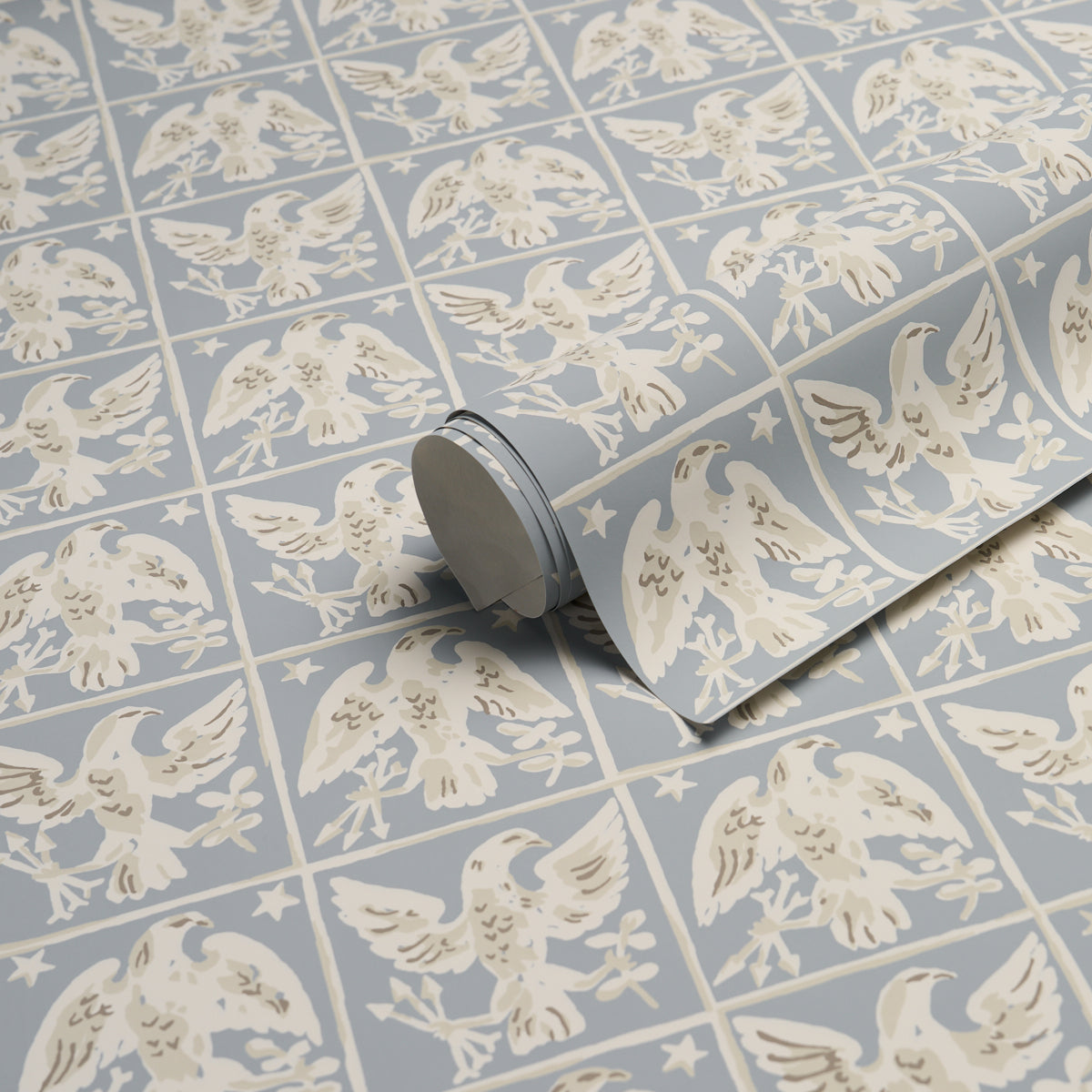 Barton'S Eagle Hand Print - Blue - Schumacher 5018402 Wallpaper - Schumacher Wallpaper