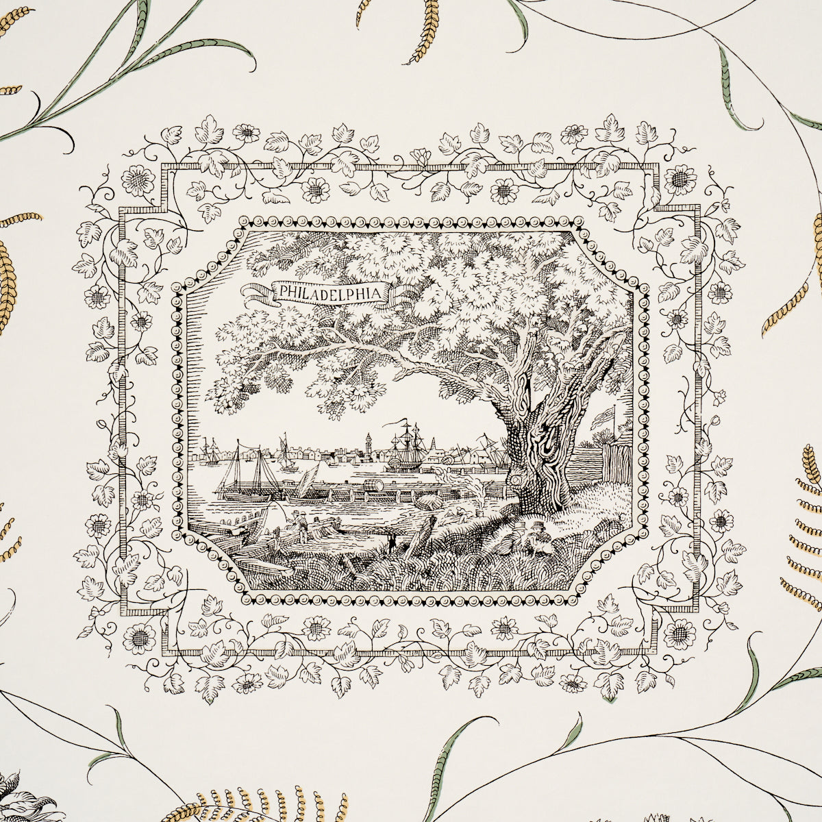 Century Scenic Toile - Black - Schumacher 5018410 Wallpaper - Schumacher Wallpaper