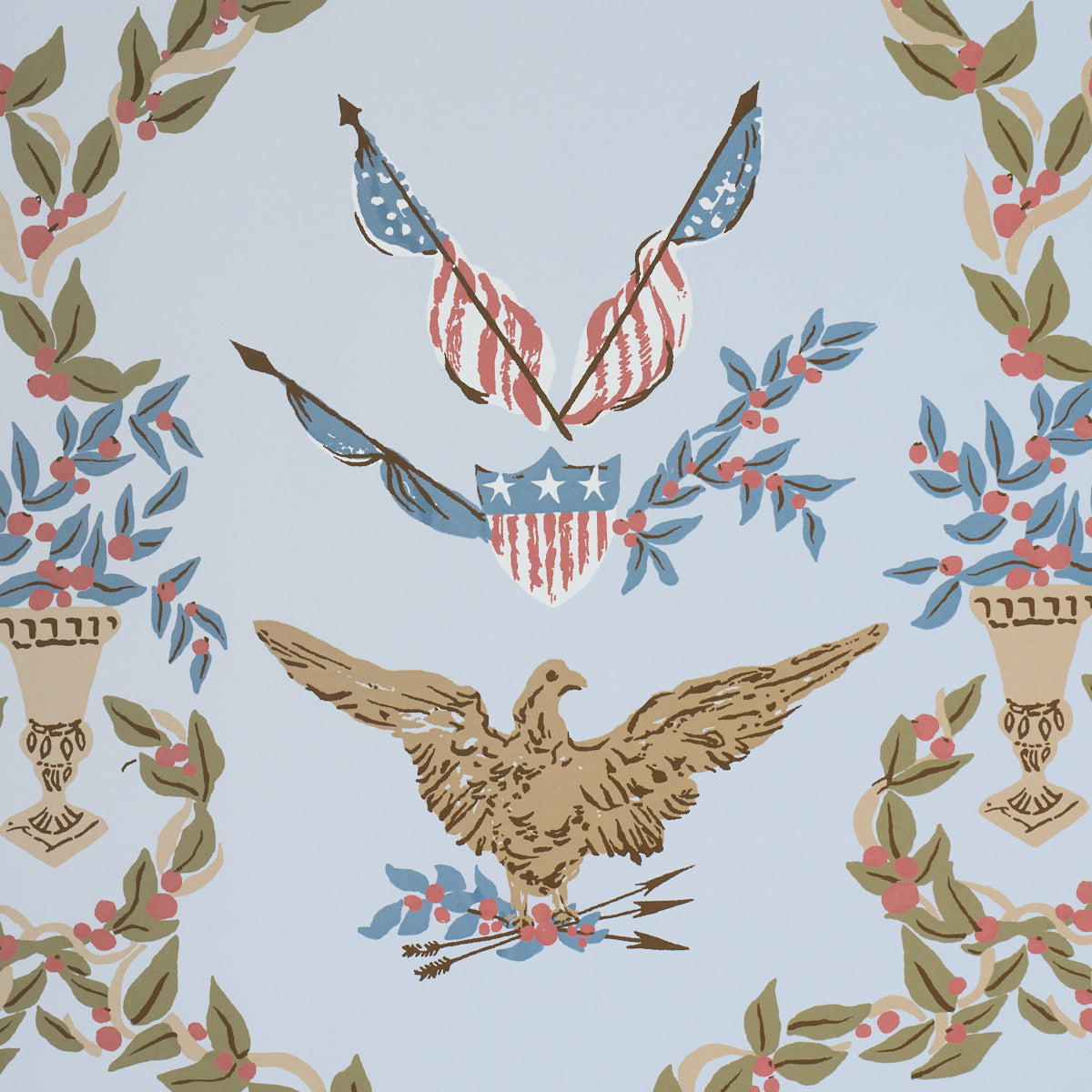 Schumacher Liberty's Laurels wallpaper in Blue, 5018441 — view 3 - Schumacher Wallpaper
