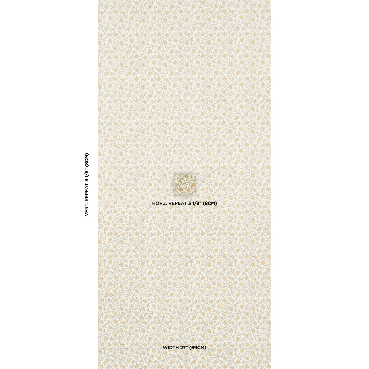 Schumacher Malaya Hand-Block Print wallpaper in Yellow, 5018461 — view 2 - Schumacher Wallpaper